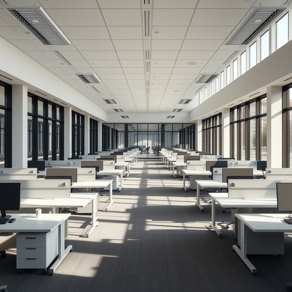 Illustration of a quiet modern office interior