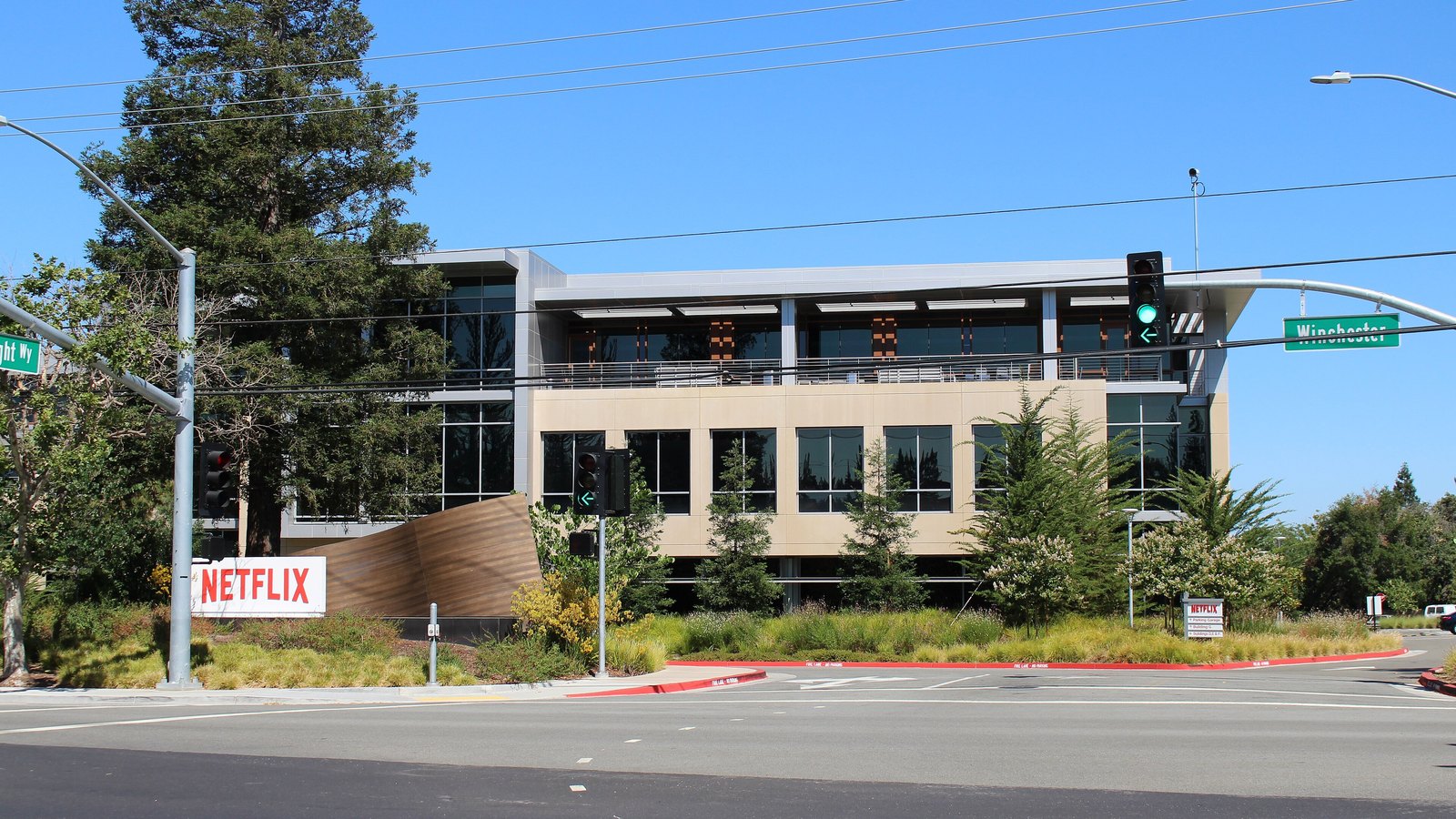 The Netflix headquarters office complex in Los Gatos, California