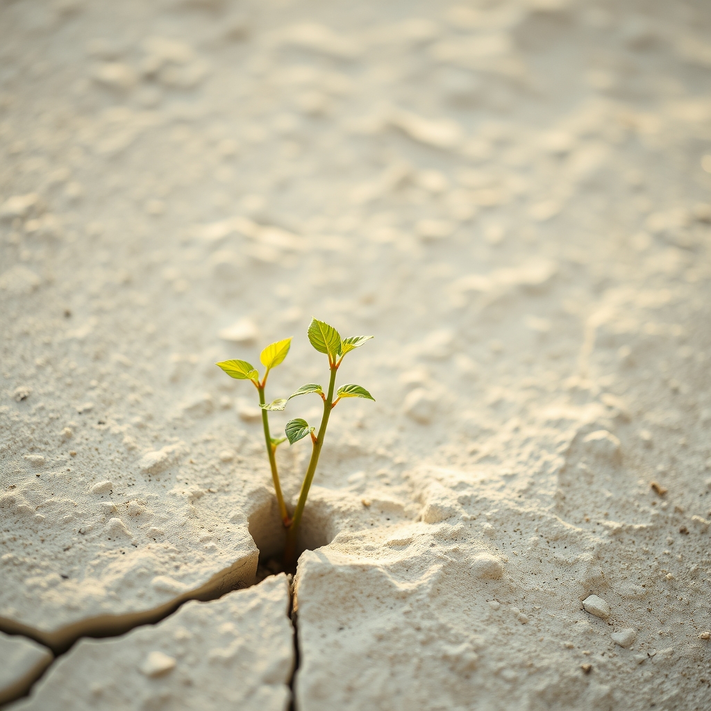 Illustration of a small green sapling growing from stone